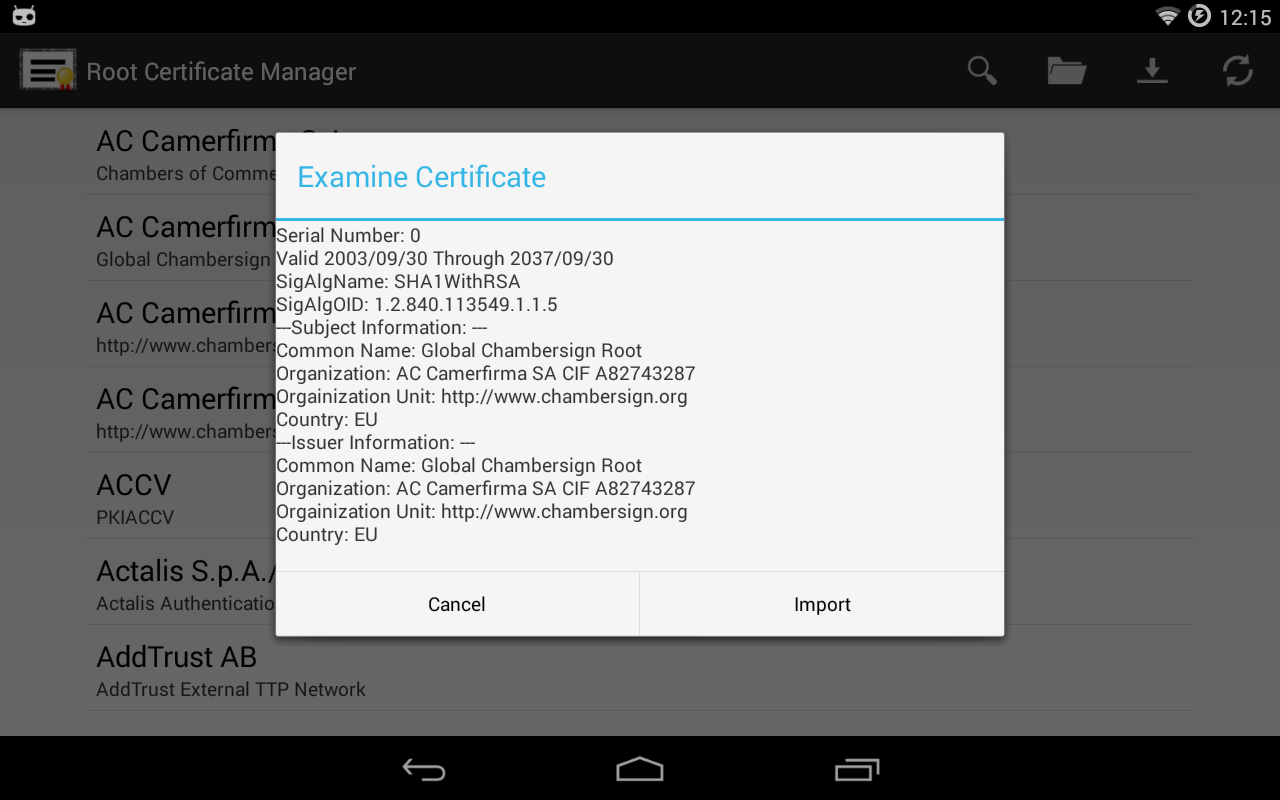 root certificate manager apk